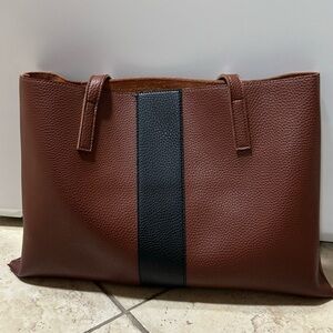 Vince Camuto Brown Tote with Black Stripe